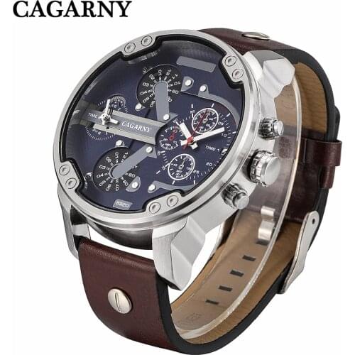 Classic Quartz Watch For Men Top Luxury Brand Cagarny Leather Strap Sport Mens Wrist Watches Man 2 Times Military zegarek meski