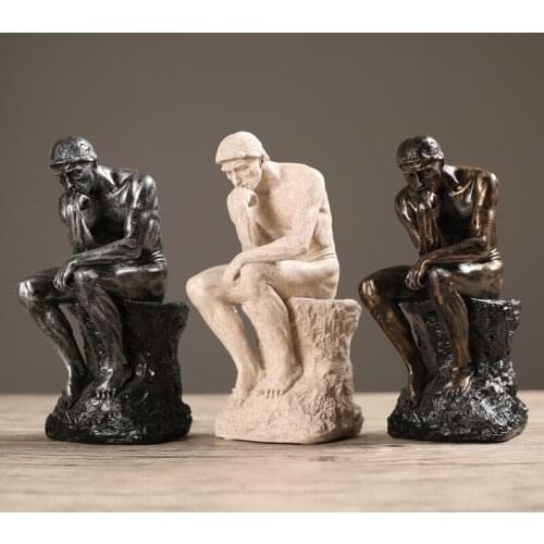 Creative character sculpture thinker retro decoration American country living room study model room decoration decoration