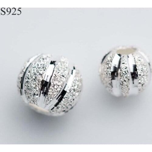 Real Pure Solid 925 Sterling Silver Round Ball Pendant Spacer Loose Beads Necklace Bracelet DIY Jewelry Making Findings Bead