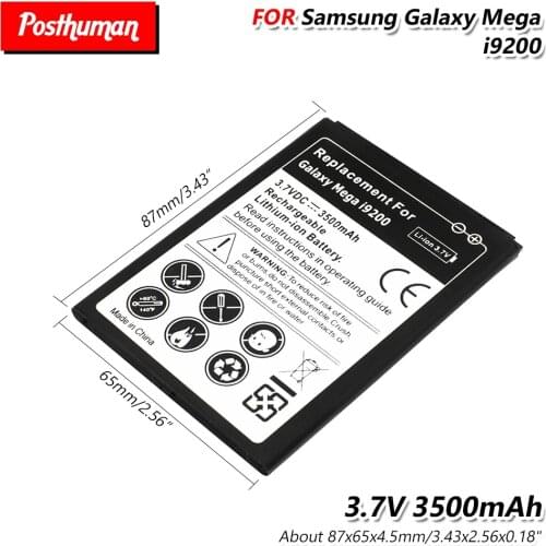 Lithium Li-Po 3.7V 3500mAh Li-ion Battery For Samsung Galaxy Mega 6.3 GT-I9200 I9205 I527 Duos Mega 7.0 Mega GT-i9205