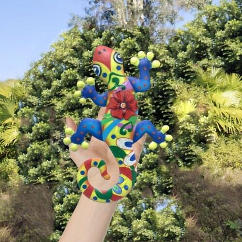 Metal Artware Newest Arrival Floral Print Gecko shaped Wall Decor Decorative Tools for Living Room Bedroom