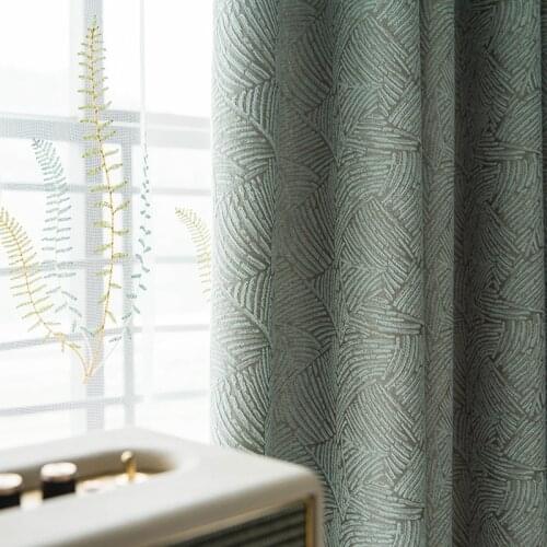 Nordic High-end Thick Cotton and Linen Jacquard Curtains for Living Room and Bedroom Floor-to-ceiling Window Curtains Custom