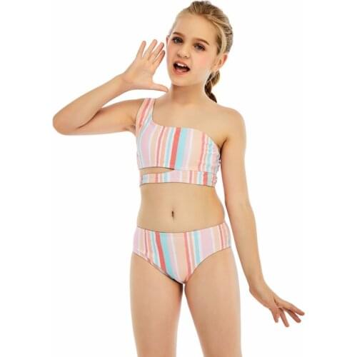 2021 New Childrens Swimsuit Girls Swimsuit Baby Split Swimsuit Girls Middle-aged Childrens Swimsuit Student Swimsuit Bikini