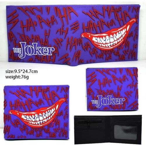 Novelty Comics Joker wallet why so serious PVC short wallets id card slot holder women men purse with zipper coin pocket