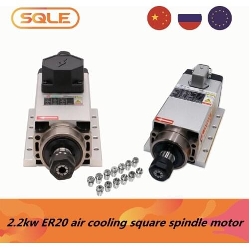 CNC Machine Tool Spindle 2200w 2.2kw 24000RPM 400hz ER20 air cooling spindle motor 3 phase input + 13 pcs ER20 collets（1-13mm