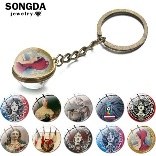 SONGDA Marianne Pattern Chain on the Jeans Glass Ball Key Chain Accessories Jewelery Phone Decoration Parts Wholesale Commodity