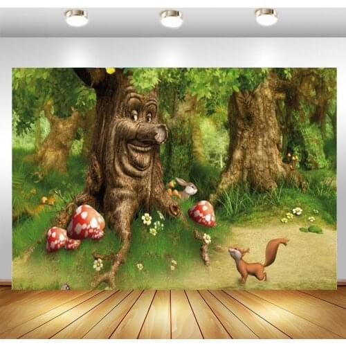Sprookjesboom Backdrop Fairy Tale Kids Happy Birthday Party Photography Background Photo Studio Photocall Props Decor Banner