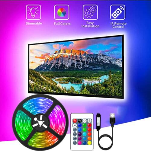 Led Light Strip 5V USB with Remote Control TV Backlight Desk Screen RGB 5050 Led Lights for Room Flexible Ribbon Wall Decoration