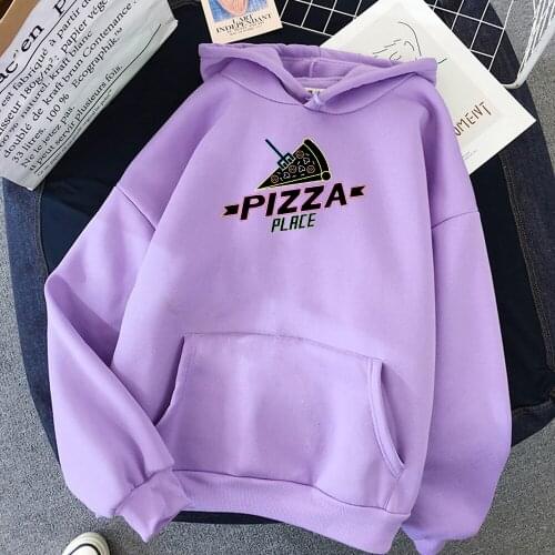 PIZZA Place Letter Cartoon Print Warm Harajuku Sweatshirt Punk Streetwear Kawaii Hoodies Women Europe and America Hoody Ladies