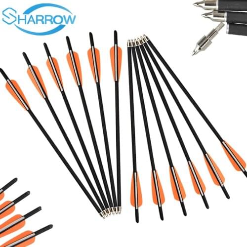 6/12pcs Archery Crossbow Carbon Arrows 17 Inch Arrow Crossbow Target Tips Hunting Shooting For Crossbow/Recurve Bow Accessories