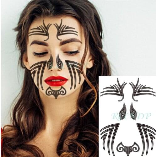 Waterproof Temporary Tattoo Sticker Arrow Tribal Totem The Maoris Face Art Design Pattern Flash Tatto Fake Tatoo for Women Men