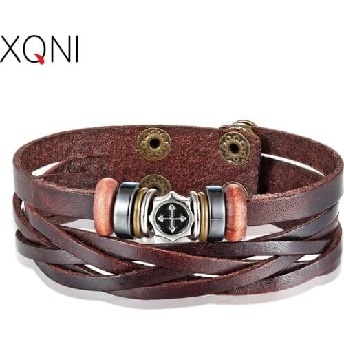 XQNI PU Leather Bracelet Cross Pattern Black/Brown/Orange Color Elegant Small Adorn Article Accessories Jewelry Big Discount