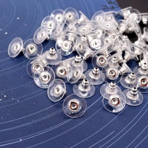 300pcs Earring Backs Findings Nuts Stoppers Stud Silicon DIY Post Jewelry Gold Silver Craft Components Accessories Ear