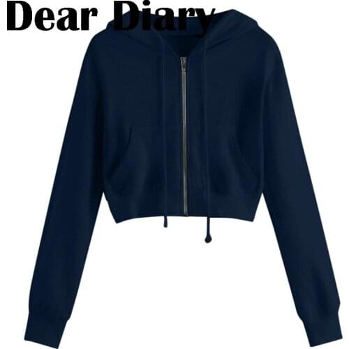 Women Solid Hoodies Long Sleeve Zipper Pocket Hooded Sweatshirts Vintage Korean Style Pullovers Sweatshirt Tops Sportwear