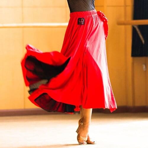 2020 New UA28 Red Latin Dance Dress Women High Grade Skirt with Side Flower Ballroom Tango Chacha Belly Dancing Performamnce