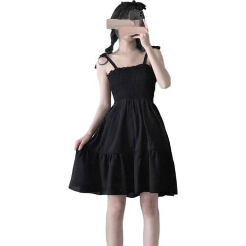 Sweet Off Shoulder Ruffles Vintage Beach Dress for Teen Girls Summer Casual Bandage Spaghetti Strap Dresses Women Sundress 2020