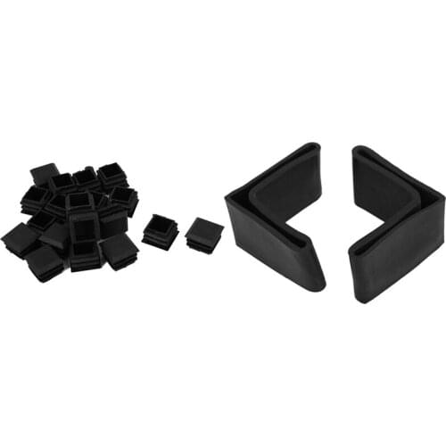 20 Pcs Chair Table Leg Glide Cap Tubing Pipe Insert 25mm X 25mm & 10 Pcs 50mm X 50mm L Shaped Furniture Foot Covers