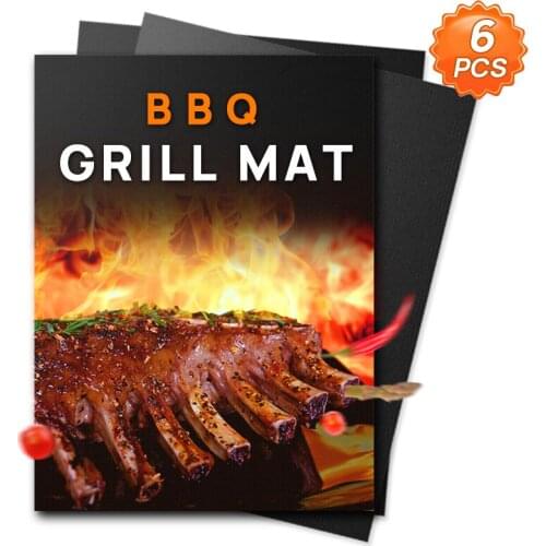 3/5/6PCS 40x33CM Grill Mat Reusable Non-Stick Coating Barbecue Grilling Sheet Liner Bbq Mat Tools BBQ Tools BBQ Accessories