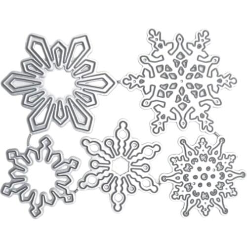 45BE 5pcs/Set Snowflakes Cutting Die Various Sizes Snowflakes Shape Embossing Die