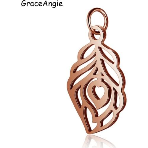 5pcs charms Pendant Feather Shape For Bracelet Necklace DIY Stainless Steel Jewelry Findings Earrings Anklets Keychain Handmade