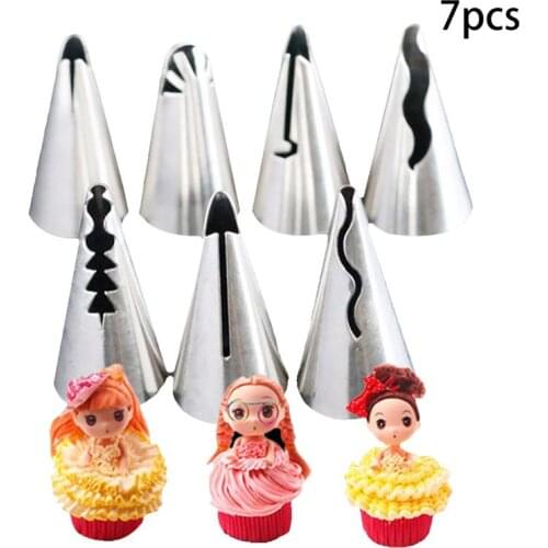 7pcs Russian Skirt Icing Piping Nozzles Decorating Tips Tools Kit Flower Bakery Cake Baking Decorating Tools Bakeware