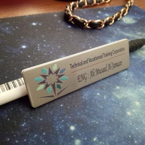 70X20mm Stainless Steel Business Name Tag ID Badge Holder Personalized color printing UV with pin backing for Staff