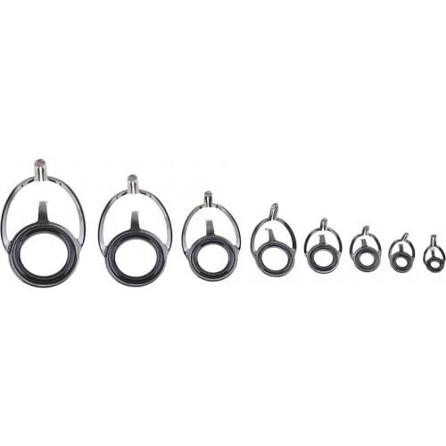 8 Pcs Fishing Rod Guide Oval Fishing Rod Eyes Guides Line Rings Pole Repair Kit Mixed Size Double Leg Rings