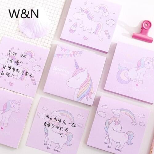 80 Sheets/set Kawaii Rainbow Unicorn Memo Pad Cute N Times Sticky Notes Portable Notepad School Office Student Supplies Planner