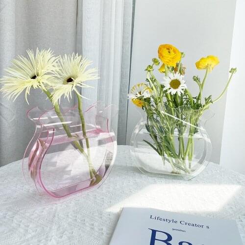 Nordic Acrylic Flower Vase Cute Art Geometric Transparent Living Room Flower Arrangement Desktop Decoration Decoration
