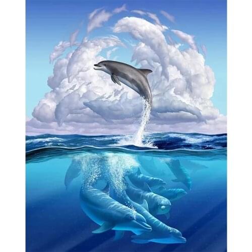 5D Diy Diamond Painting Dolphin Full Diamond Embroidery Mosaic Cross Stitch Kit Home Decoration Wall DIY Picture Gift 2020 New