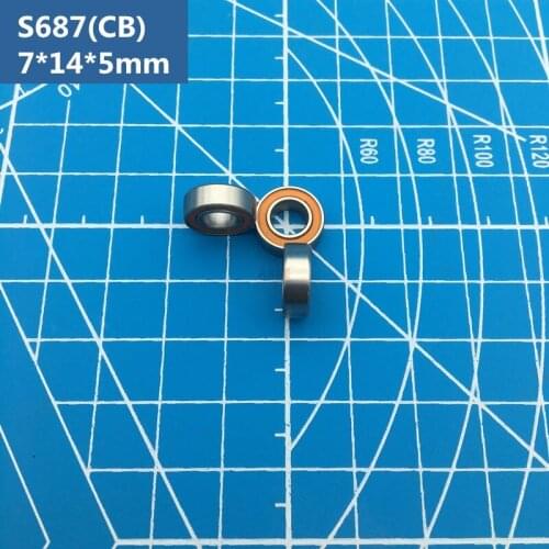 Free shipping 2pcs ABEC-7 S687-2RS (7*14*5mm) S687 2RS Hybrid Ceramic Stainless Steel Ball Bearings/fishing Reel Bearings S687