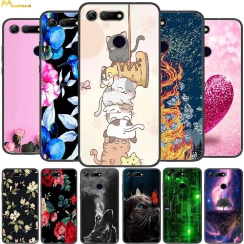 For Huawei Honor View 20 Case Cat TPU Soft Phone Cover For Honor View 30 pro 10 Case Black Silicone Coque View30 View20 Bumper