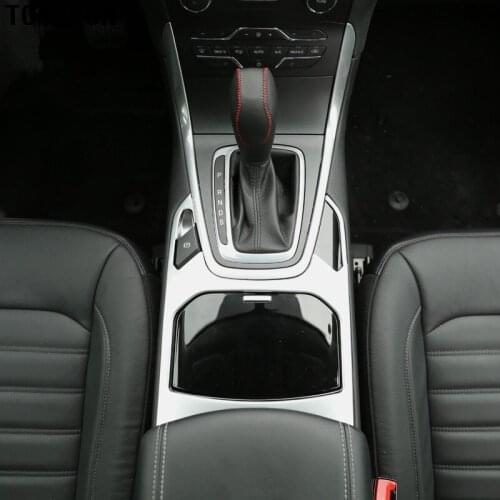 For Ford Edge 2015 ABS Chrome Matte Front Water Cup Holder Bottle Organizer Garish Bezels Auto Accessories