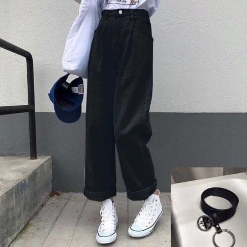 Black Jeans Woman 2020 Loose Vintage High Waist Wide Leg Jeans for Women Students Casual Black Jeans Femme Pants Vaqueros Mujer