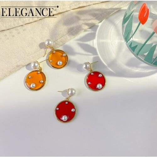 Elegance Korean Fashion Summer Earrings Sweet Transparent Pearl Round Big Earrings For Woman Jewelry Wholesale