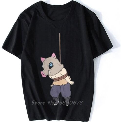 Men Inosuke Hashibira T Shirts Demon Slayer Anime Demon Blade Pure Cotton Clothing Unique Short Sleeve O Neck Tees T-Shirt