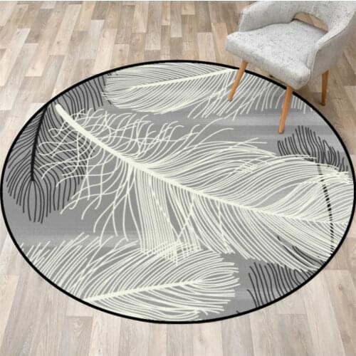 Bedroom Area Carpet Nordic Feather Pattern Non-slip Round Carpet Living Room Carpet Living Room Dining Table Accessories