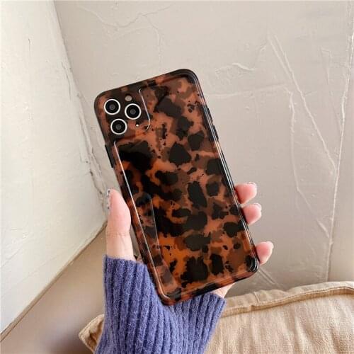 Leopard amber color case for iphone 12 Mini 12Pro Max 11 11Pro XR X XS Max 7 8 Plus soft silicone phone cases back cover luxury