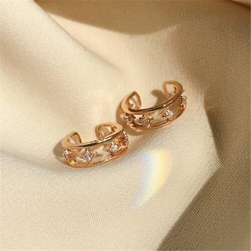 2021 Hot Fashion Classic Earrings Single Golden Cirlcle Earcuff Link Chain Tassel Clip On Earrings Non Pierced Ear Cuff Earclip