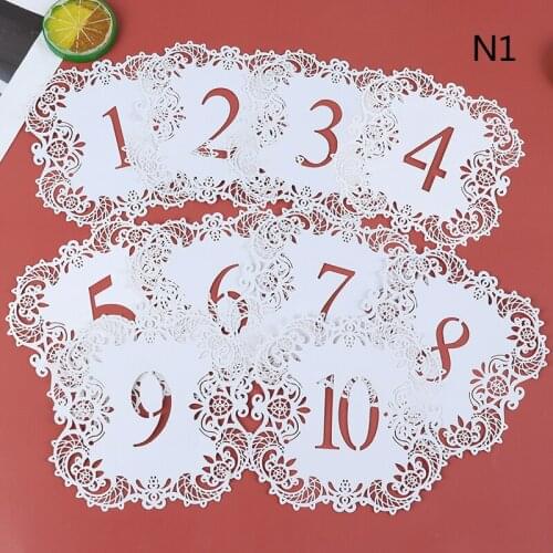 10Pcs/set Mini Pearl Paper Laser Cut Table Number Cards for Weddings Party Banquet Wedding Table Number Table Numbers 1-10 11-20