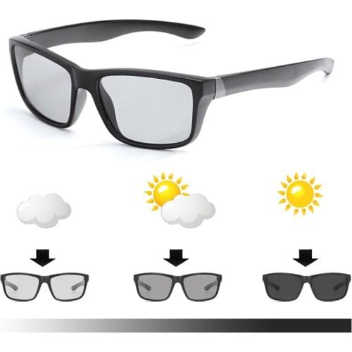 2018 new Men Driving Photochromic sunglasses Men Polarized Chameleon Discoloration Sun glasses Leisure square sunglasses
