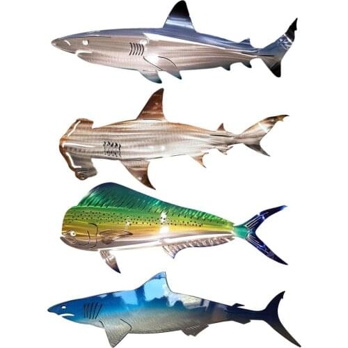 Shark Shape Wall Hanging Pendant Delicate Realistic Stainless Steel Anti-rust Fish Shape Art Wall Decoration Living Room Decor