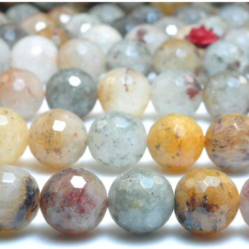 Natural Lodolite Quartz Faceted Round Loose Beads Wholesale Gemstone Semi Precious Stone Bracelet Necklace Diy Jewelry Making