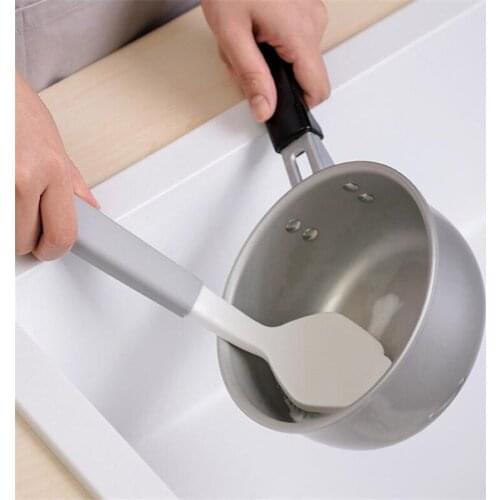 New Two-color Long Handle Pan Pot Brush Dish Bowl Washing Cleaning Brush Household Kitchen Cleaning Tools Pot Washing Artifact
