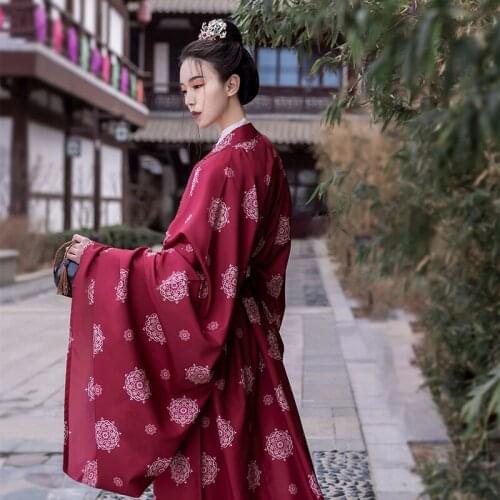 2020 New Hanfu Girls National Folk Dance Customs Ming Dynasty System Round Neck Robe Will Sleeve Tradition Chinese Dress DWY3944