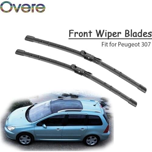 Overe 1Set Rubber Car Front Wiper Blade Kit For Peugeot 307 2008 2007 2006-2000 Rain Brushes Original replace Accessories