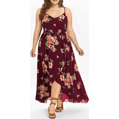 Plus Size Summer Dresses Women Sexy Bohemian Flower Print Casual Sundress Sleeveless Long Party Dresses Vestido Лонгслив