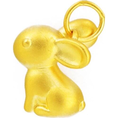 Fine Pure 24Kt Yellow Gold Pendant Women Rabbit Pendant 0.9-1.2g 10.5x12x3.5mm