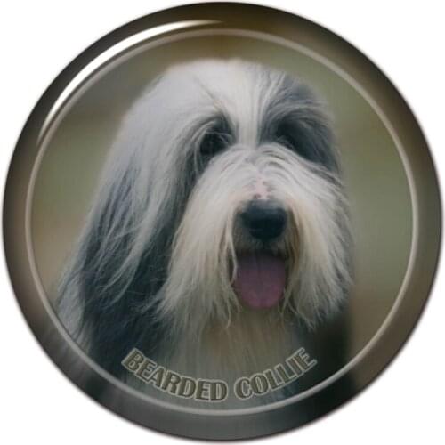 S30437# 13CM/15CM/17CM PVC Decal Bearded Collie Dog V2 Car Sticker Waterproof for Bumper Rear Window Laptop Toilet