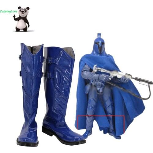 Movie SW Republic Senate Guard Blue Shoes Cosplay Long Boots Leather Custom Made